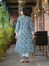 Women Plus Size Green Pure Cotton Kurta Set With Dupatta